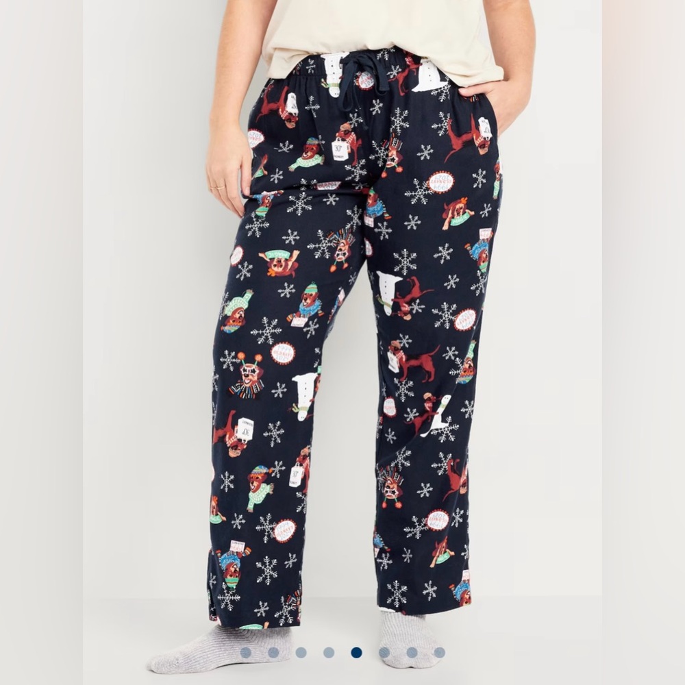 New Old Navy flannel lounge pajama pants navy blue dogs Christmas women’s 4X